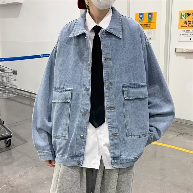 秋季牛仔外套男宽松韩版潮流痞帅港风J9917P50图片