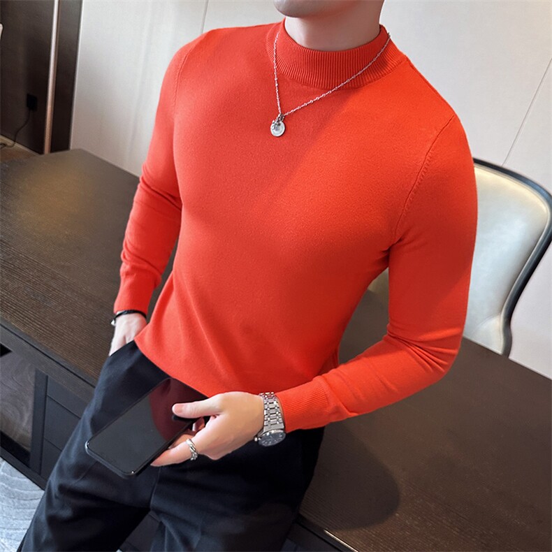 12色纯色毛衣打底衫男 秋冬内搭半高领修身针织衫M602特p35图片