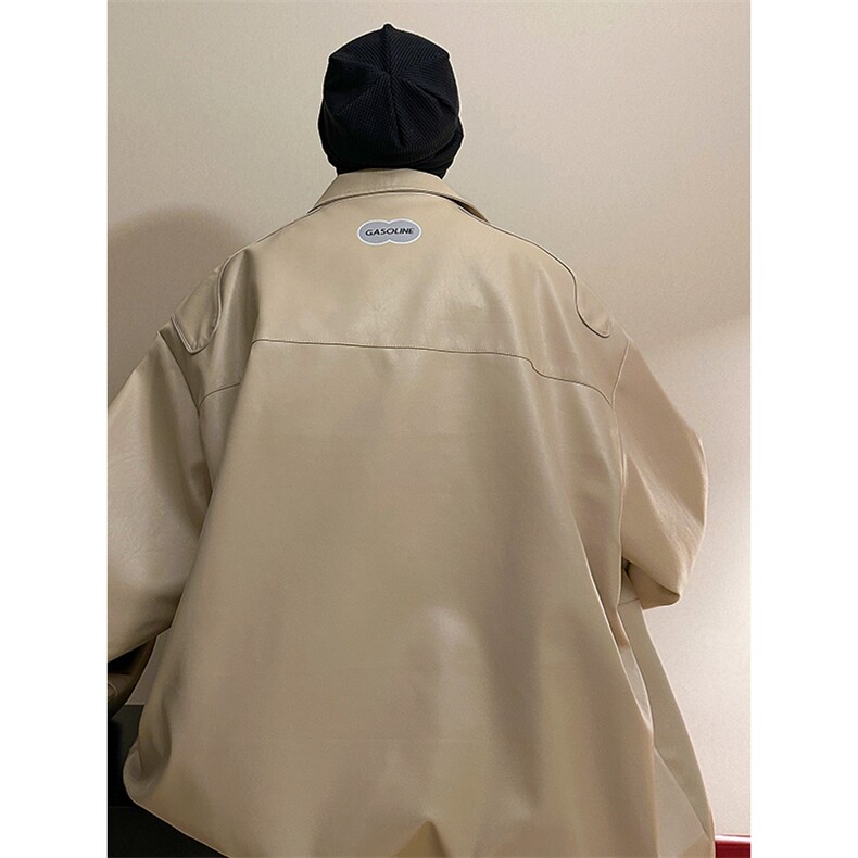 2026春季新款印花美式PU皮夹克潮牌机车宽松外套ins男D241P108,男装夹克,电商A335-1（原A458）