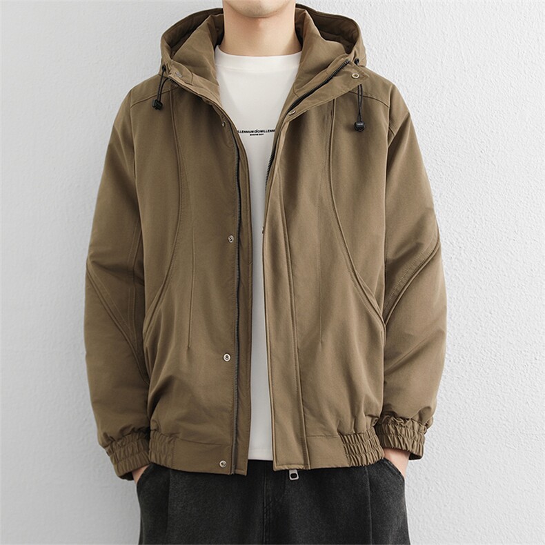 翻领夹克男棉服秋冬加厚保暖拼接棉衣夹短款防水飞行员外套,男装夹克,星座914