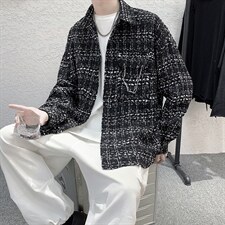 毛呢粗花带链条港风日系vintage春秋高级感炸街男上衣W1629-P52，男装夹克，星座512-4