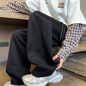 K25101批45控68  秋季美式弯刀裤罗纹拼接休闲裤百搭长裤子男裤图片