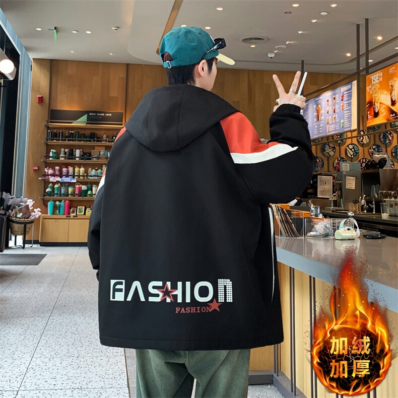 美式开衫秋冬季外套男宽松潮流帅气加绒加厚夹克冬A436-6805-P85,男装夹克,电商A436