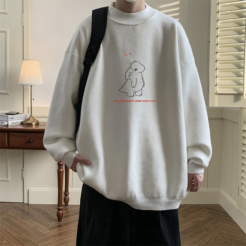 控68半高领毛衣男士大码针织衫男毛线衣男 M18140-P45 加绒款-P65图片