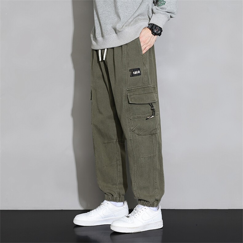 M-8XL 棉秋季新款大码束脚工装潮流休闲裤 109-K501-P60图片