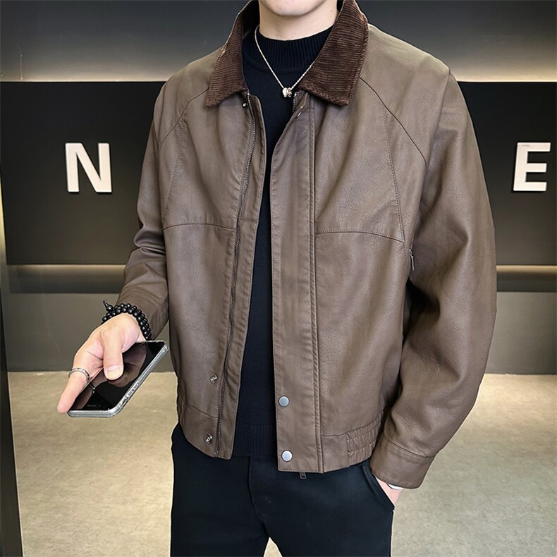 秋季皮夹克宽松偏大男装皮衣2025新款品质外套C317-JK512-P140,男装夹克,电商C317