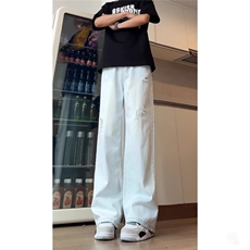 牛仔裤男女夏季超火破洞设计百搭高腰直筒不贴腿长裤子AM455P50，男装牛仔裤，星座1013-5