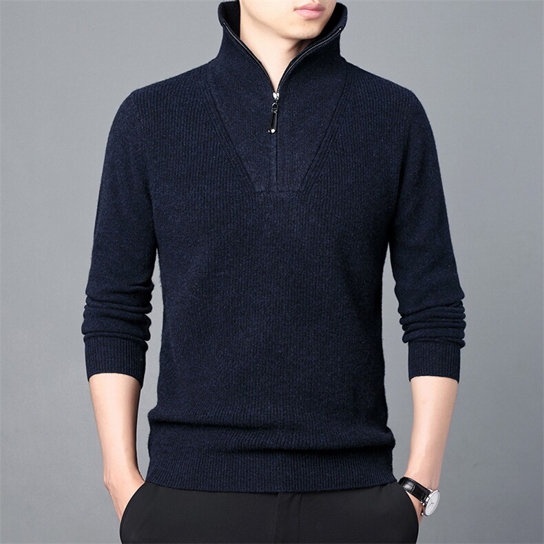 CM61122钱塘2020-2冬季厚款新款中年男士半高领拉链羊毛衫P165,男装针织衫/毛衣,钱塘207-2
