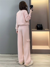 韩版休闲运动套装女春季新款高级感显瘦立领卫衣时尚阔腿裤两件套，女装套装/套裙，江南