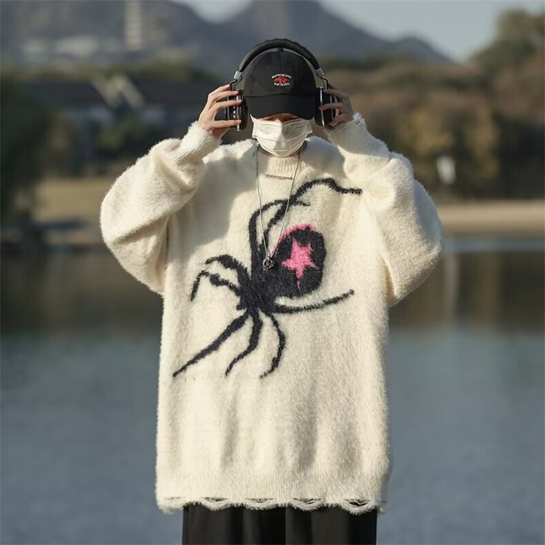 美式水貂绒圆领毛衣男慵懒风休闲针织衫YM008P55,男装针织衫/毛衣,星座1116-2
