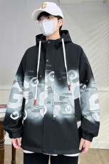 新款冬季潮牌休闲渐变印花加绒连帽大码夹克男外套A436-620-P75，男装夹克，电商A436