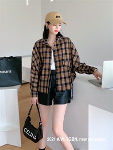 【现货】磨毛格子小衬衫图片