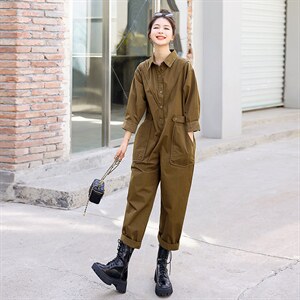 时尚显瘦工装连体裤女春季新款宽松休闲长裤气质百搭潮流女装，女装连体裤，秋水欣儿