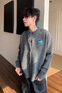 撞色纽扣搞怪复古卡通刺绣长袖针织开衫毛衣外套 MY871 特P62图片