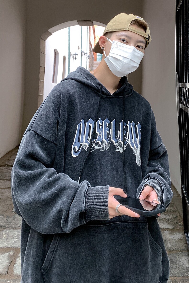 秋装新款水洗复古欧美潮流宽松连帽卫衣A071-W08-P70,男装卫衣,电商A071