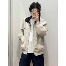P56网络图JK7789小马丁纯棉双层外套米白色M到2XL，女装短外套，星座506A