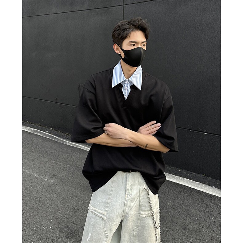 【现货】T1009-P30特控58大码衬衫V领短袖,男装T恤,电商D232