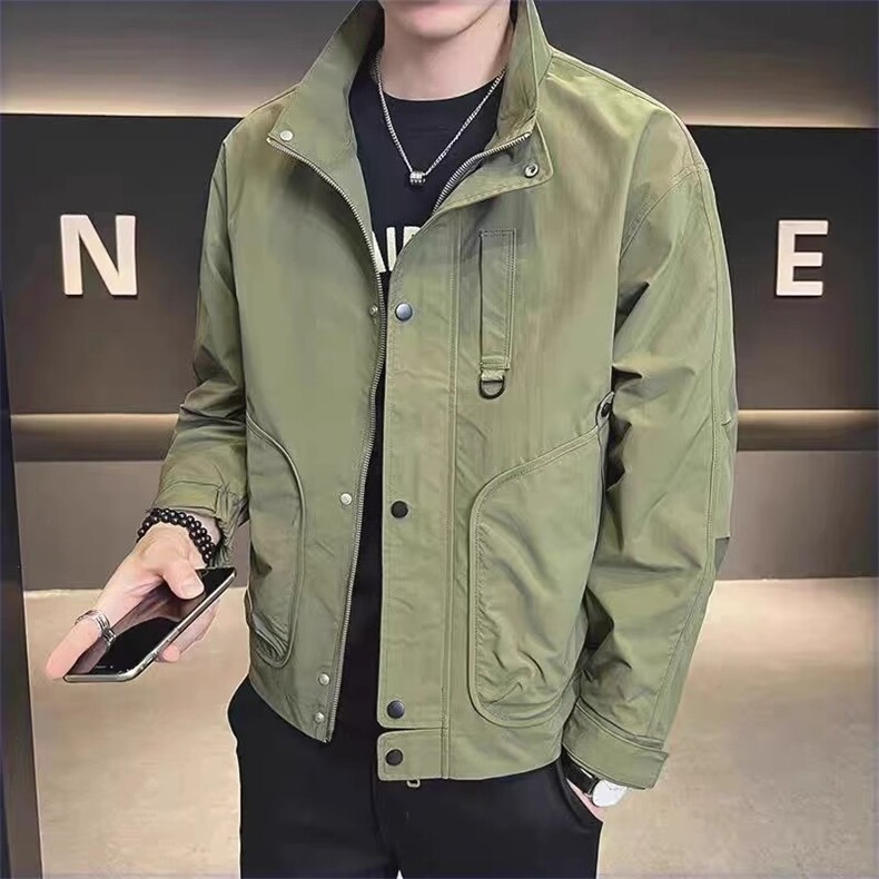 夹克外套男春秋季痞帅立领显瘦上衣男新款纯色休闲潮流LS0253P66,男装夹克,星座1013-5