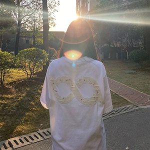 万针全刺绣工艺抖音得物高品质260克重磅纯棉双纱美式高街短袖T恤图片