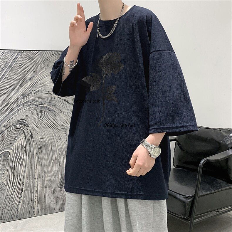 春夏季七分袖t恤男大码五分袖男短袖中袖Q11279-P30,男装T恤,电商A040