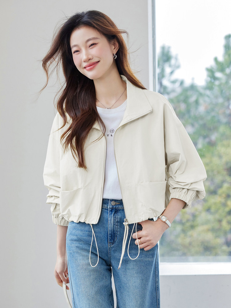 正品2025新款依尚街区短款长袖短外套女百搭休闲,女装风衣,微微衣阁