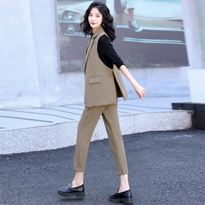 三件套潮流舒适时尚马夹套装/套裙长袖2023年春秋休闲个性气质图片