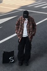 特P35无差价春秋长袖百搭格子衬衫-HS2172男模外景，男装衬衫，电商A003