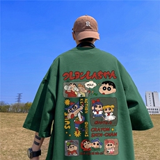 纯棉T恤直播高品质重磅220克蜡笔小新印花T19102-p25，男装T恤，星座508（原C305）