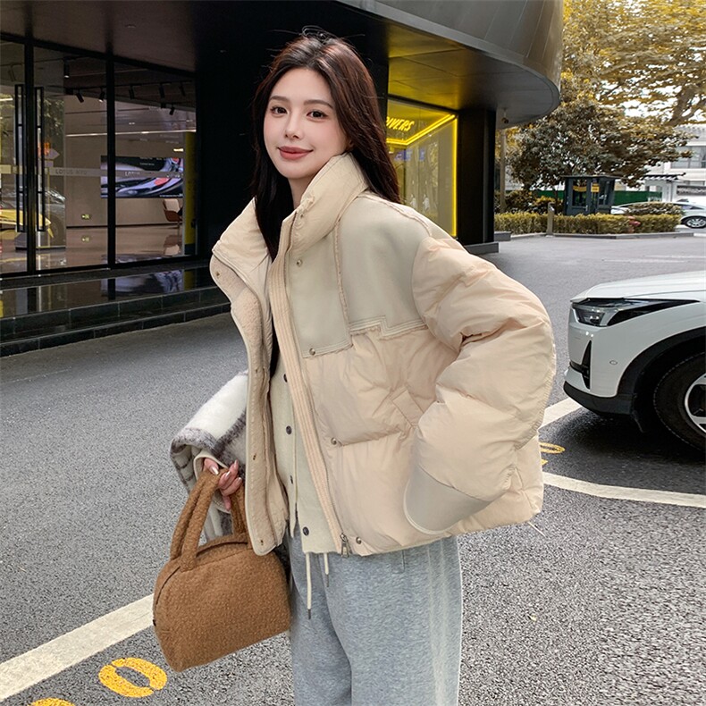 新款个性拼接羽绒服冬季立领小个子保暖外套99036款P285K388,女装羽绒服,2C316