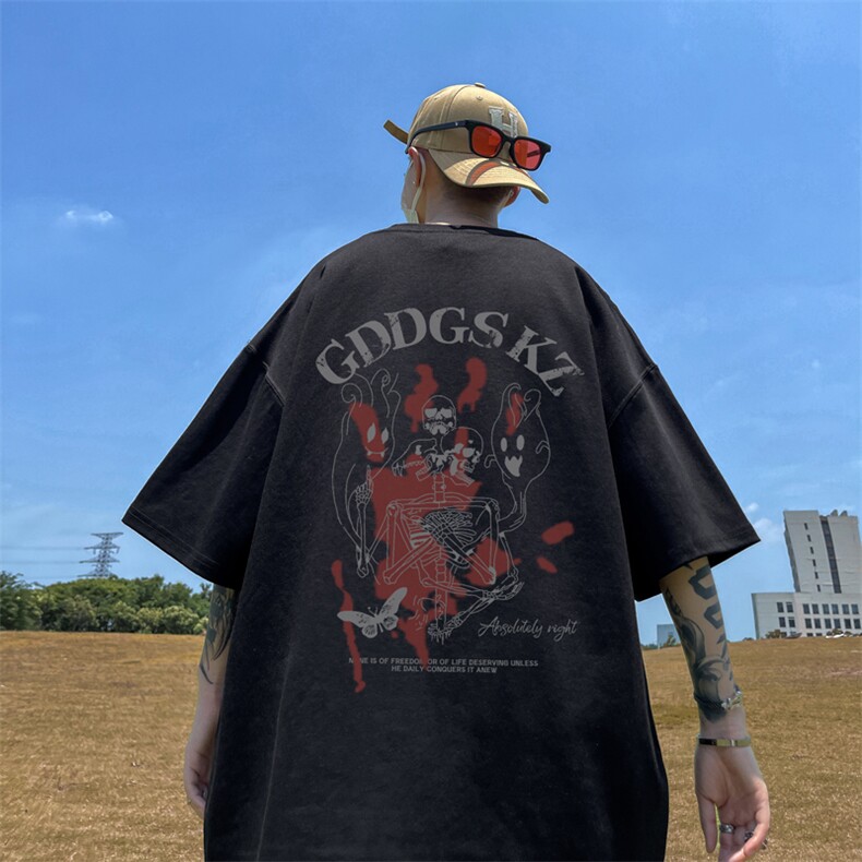 已注册/夏季外景纯棉重磅设计感短袖T恤男宽松圆领体恤DT9680/P25,男装T恤,电商B316