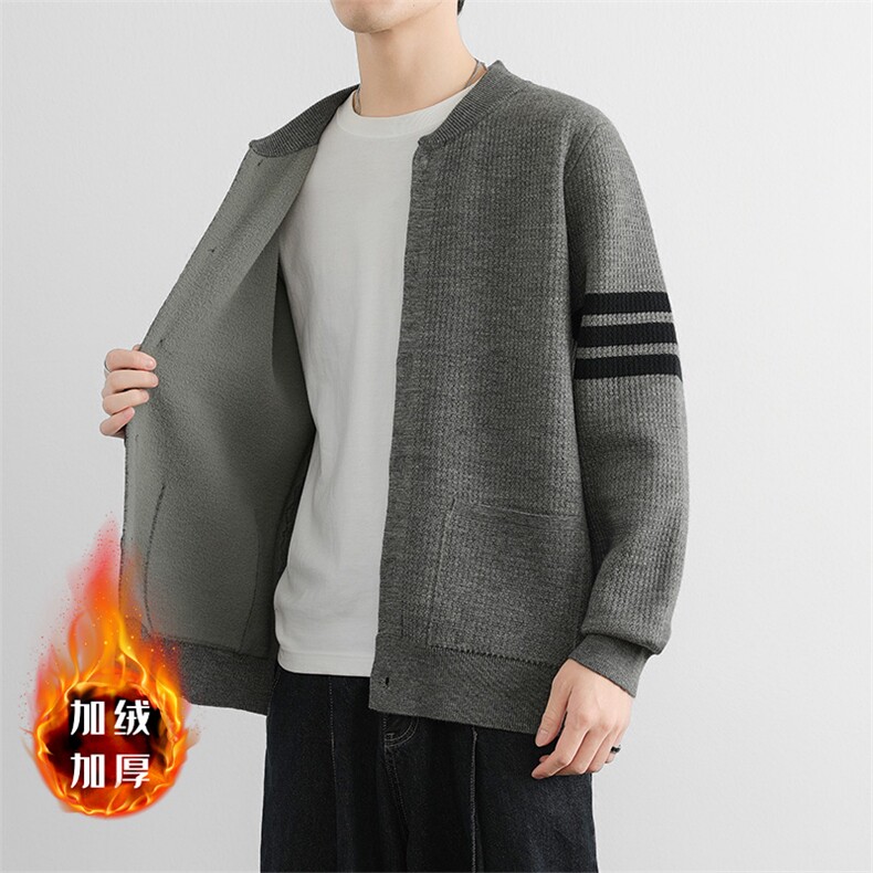 加绒加厚针织开衫外套男女秋冬cleanfit韩版痞帅宽松慵懒毛衣夹克,男装针织衫/毛衣,星座914