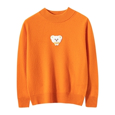 可爱小熊刺绣半高领儿童羊毛衫柔软舒适保暖毛衣秋冬，童装毛衣，宏杨羊绒