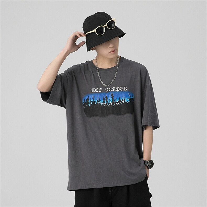 【】A003-HT1327-P28田野印花短袖T恤控价45无影墙1,男装T恤,电商A003