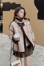 2023年冬季皮毛一体外套女加厚加绒，女装短外套，秋水欣儿