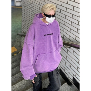 得物抖音高品质 秋360克重磅做旧炒雪花印花连帽水洗卫衣 ASL1604图片