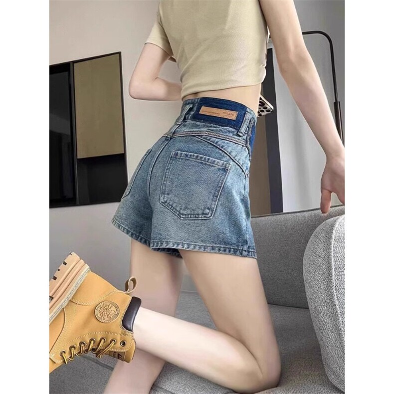 2025新款高腰牛仔短裤女春季宽松显瘦a字复古百搭阔腿裤，女装牛仔裤，星座506A