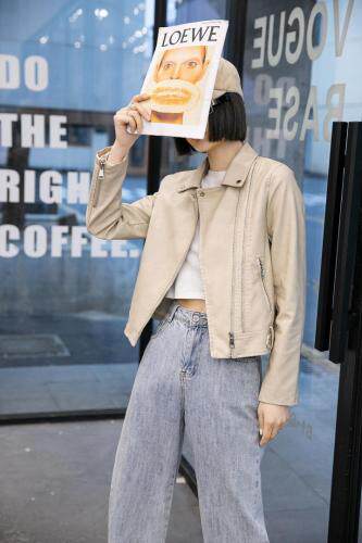 秋装新款皮衣，女装皮衣，哈咔