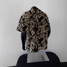 日系痞帅衬衫男上衣夏季开衫宽松坠感潮流翻领半袖衣服CY1144-P26，男装T恤，星座412-2