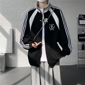 WY10190-特P60 420g重磅-高品质-条纹设计感大码保暖卫衣外套男图片
