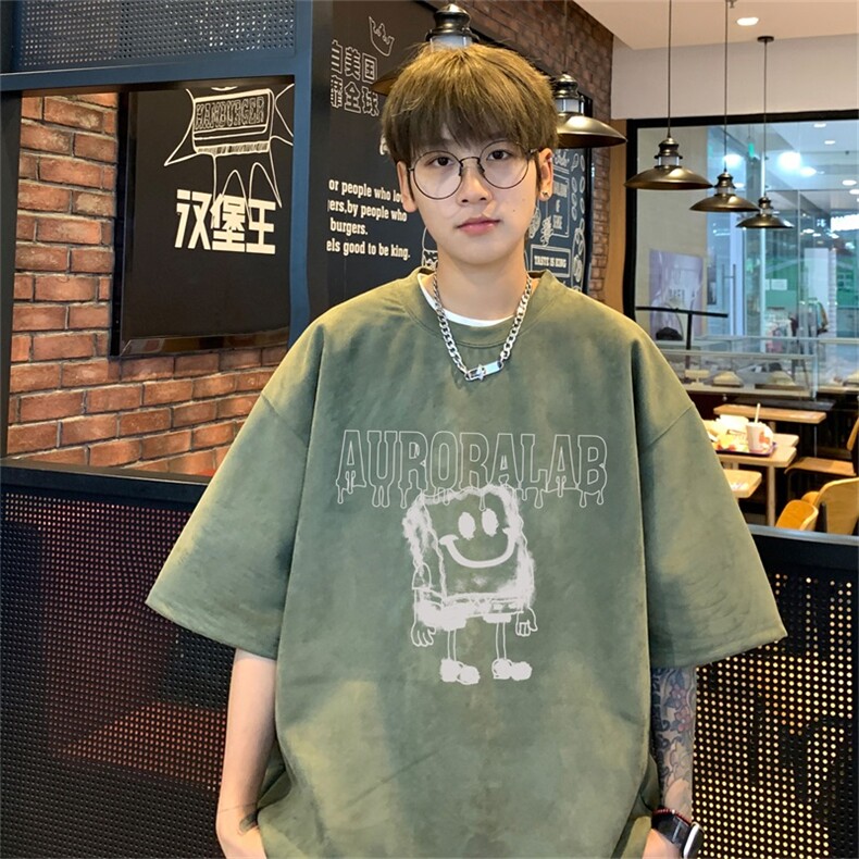 电商DSA028-DTLP2413特P19量大优供视频重磅麂皮绒短袖t恤男,男装T恤,电商A028