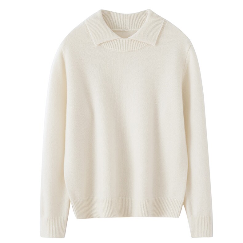 2025年秋季新款七针双领纯色针织羊绒衫时尚休闲通勤百搭，女装羊绒衫，博友羊绒