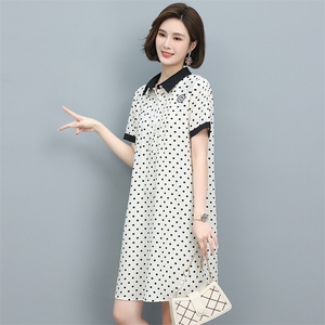 LILY MOST减龄波点连衣裙2023夏季新款气质宽松显瘦娃娃领中长款图片