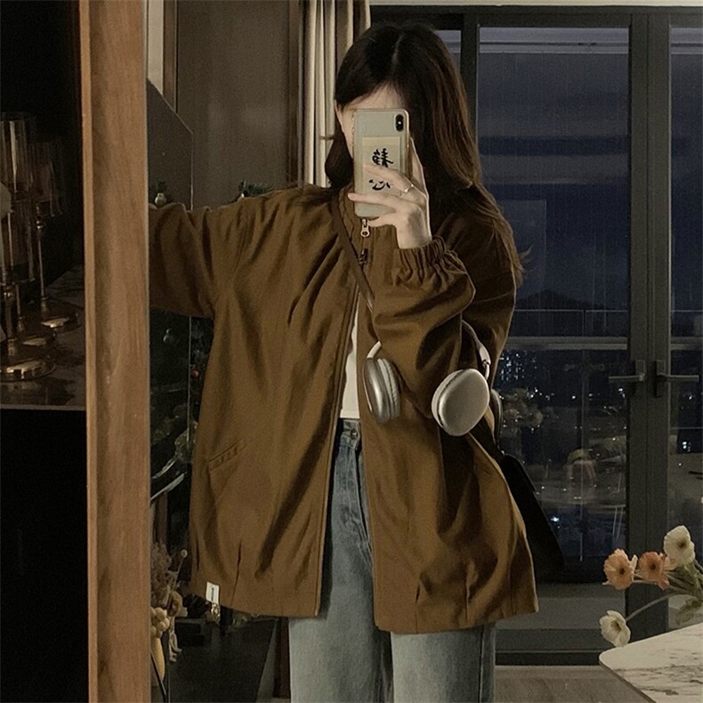 2024年新款港风美式潮流宽松百搭立领风衣夹克外套女JK1261-P75,男装夹克,星座313A(原308A-2)