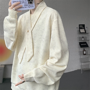 学院风自带领带cleanfit长袖卫衣扎染纯色上衣常规P49 加绒P59图片