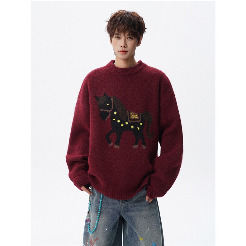 圣诞新年元素新款圆领休闲毛衣M466-P70控108，男装针织衫/毛衣，星座608(原A046)