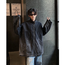 现货高品质男士水洗泼点宽松牛仔外套618A-JK110-P95控128，男装夹克，星座914-4