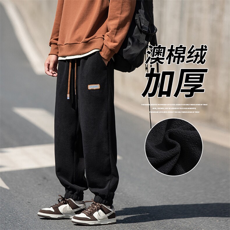 2024冬新款cityboy日系加绒加厚宽松束脚休闲运动裤K252-P40控78,男装休闲裤,星座914-3