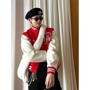 春季新款港风美式潮流短款白敬亭同款烫钻夹克棒球服JK1435-P105