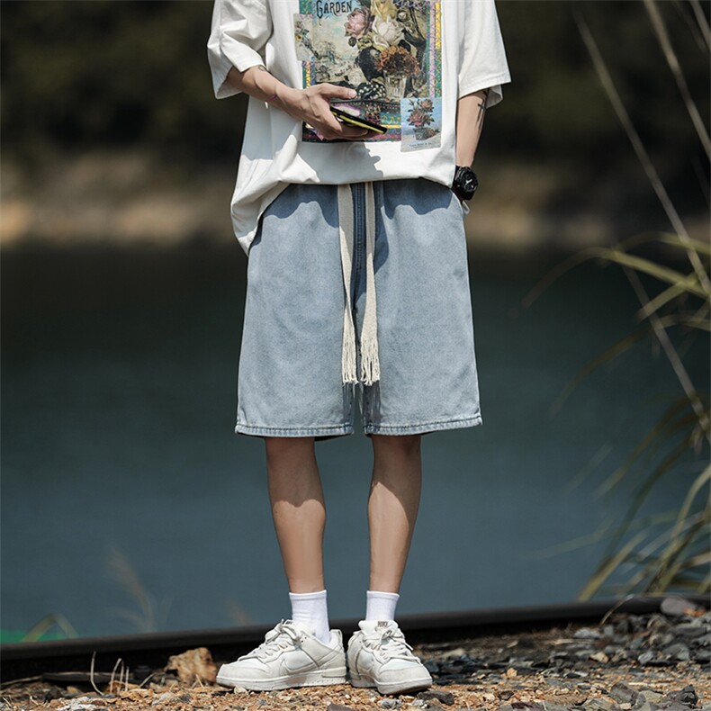 牛仔短裤夏季薄款中裤潮流美式潮牌男生裤子休闲五分裤DK8033-p36图片