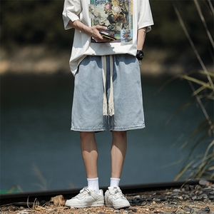 牛仔短裤夏季薄款中裤潮流美式潮牌男生裤子休闲五分裤DK8033-p36图片